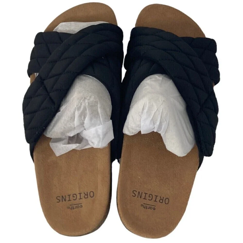 Earth Origins Oceana Size 6 Wide Women's Casual Sandal Black